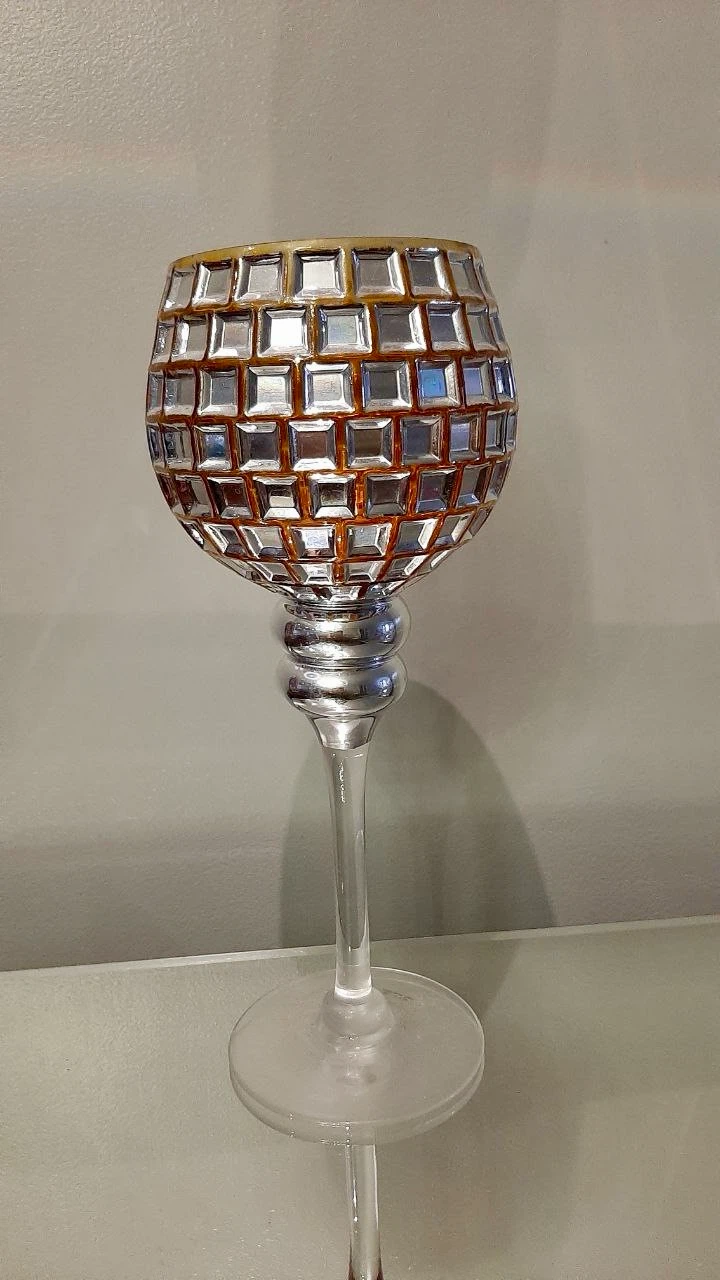 Mosaic Mirrored Goblet Candle Holder