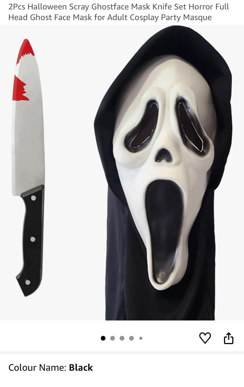 2-Piece Halloween Ghostface Mask and Knife Set