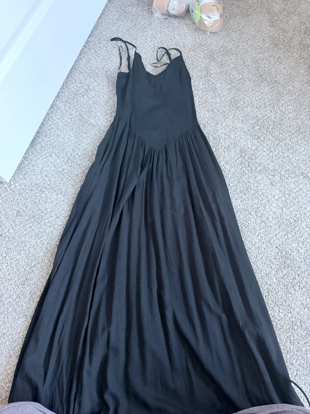 Black Spaghetti Strap midi Dress with pockets - photo 2