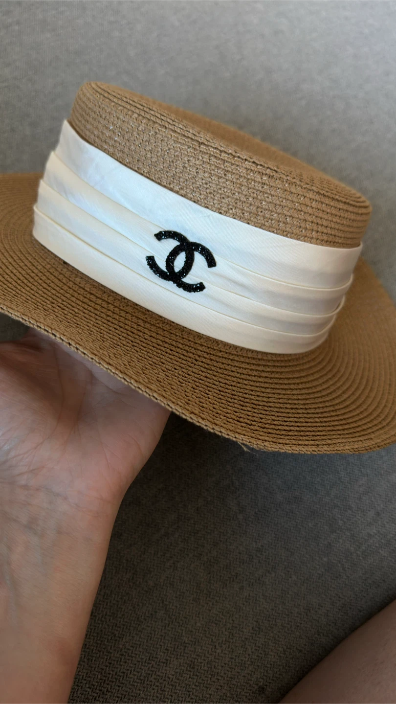 Chanel Straw Boater Hat - photo 2
