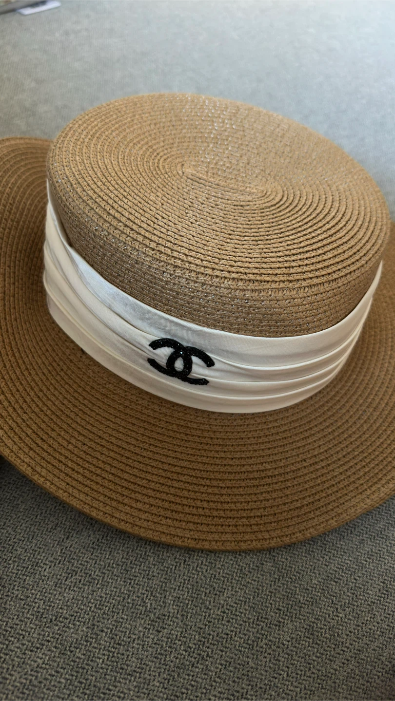 Chanel Straw Boater Hat - photo 4