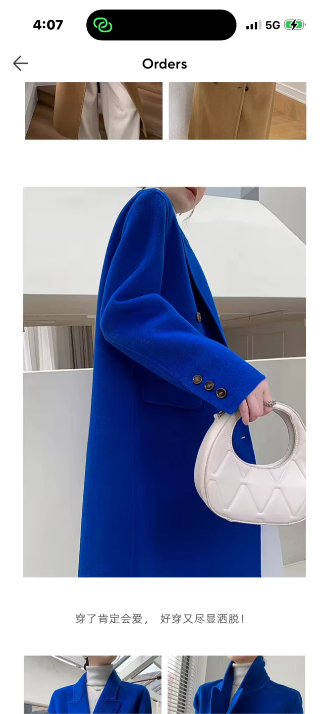 Bright Blue Double-Breasted Wool Coat