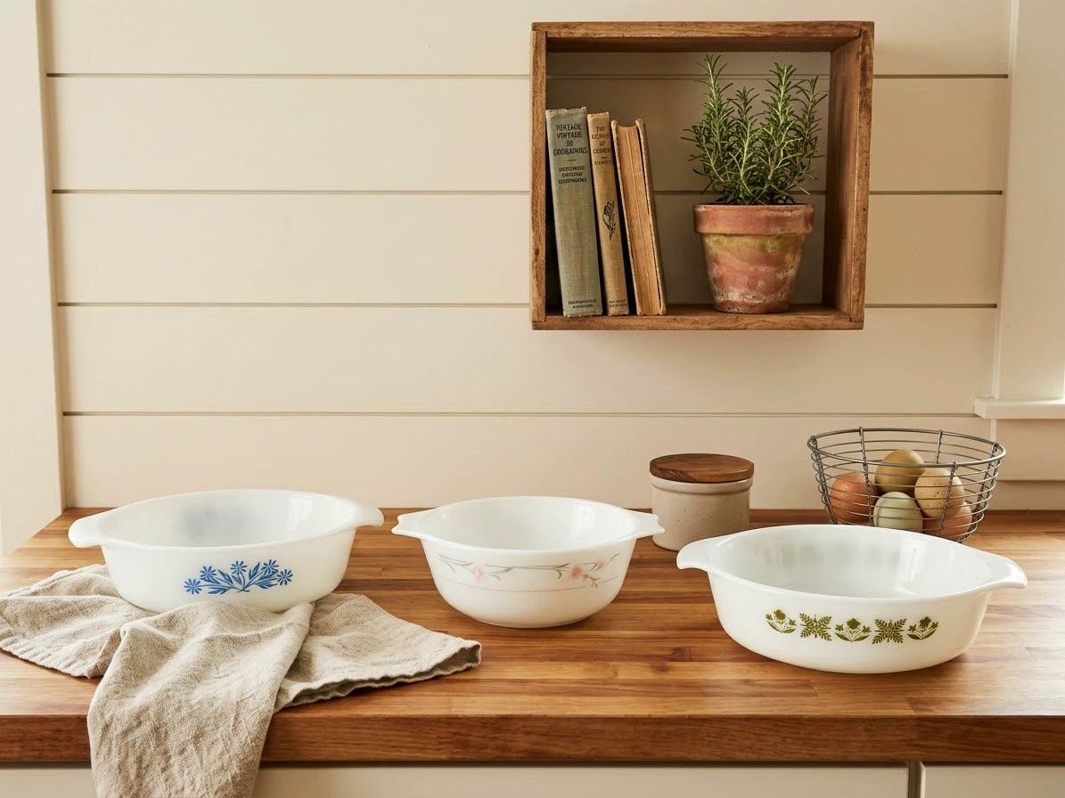 Vintage Milk Glass Casserole & Mixing Bowl Set of 3 - photo 3