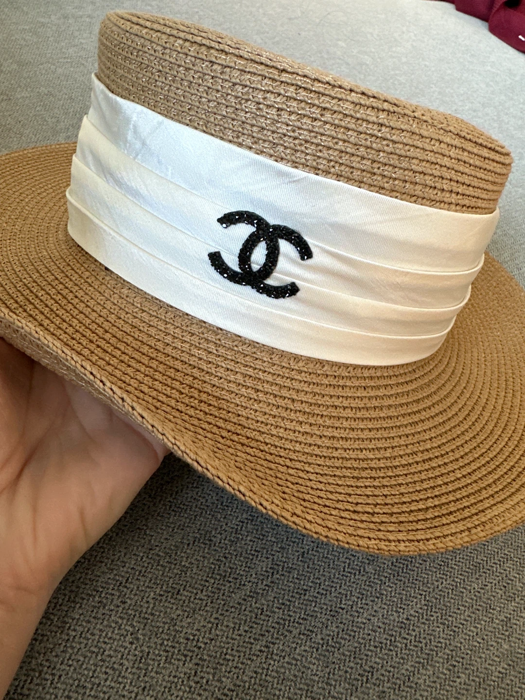 Chanel Straw Boater Hat