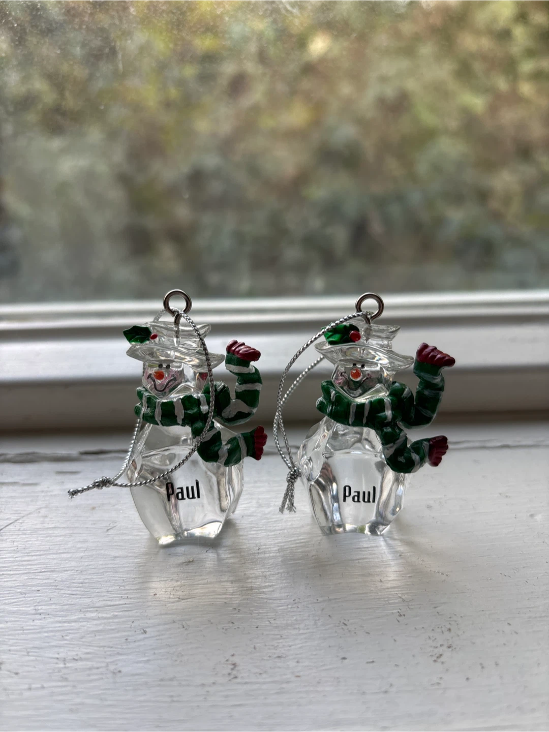 Two Personalized Paul Snowman Ornaments