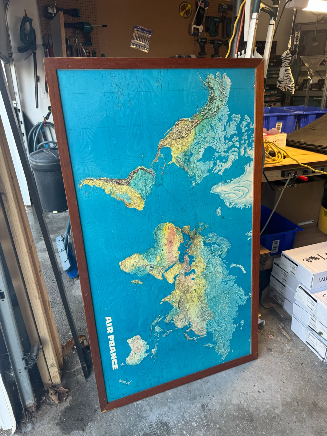 Vintage Air France World Map Wall Art