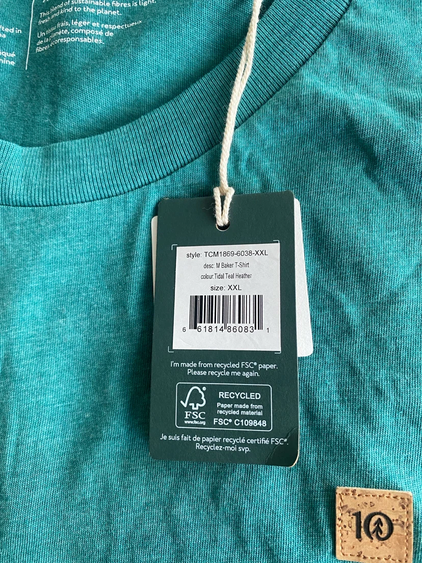 Tentree M Baker T-Shirt Tidal Teal Heather XXL - photo 2