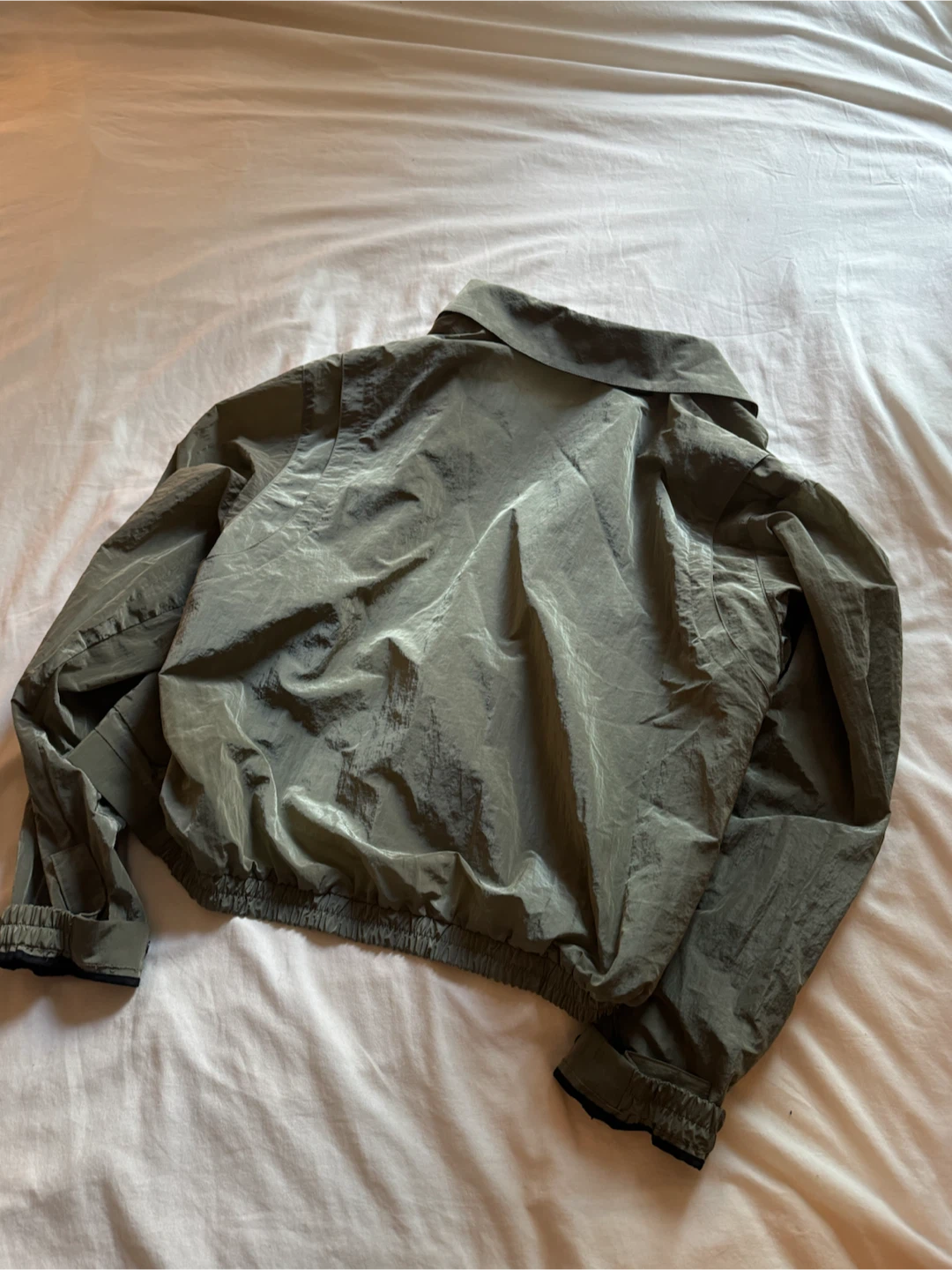 Zara Olive Green Cropped Windbreaker Jacket - photo 2