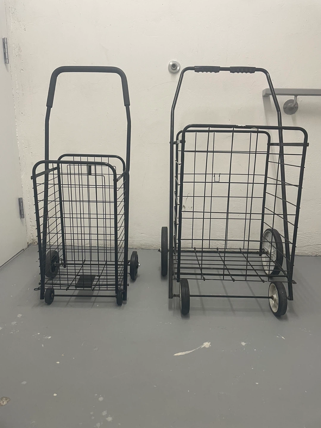 Two Metal Folding Grocery Carts - photo 2