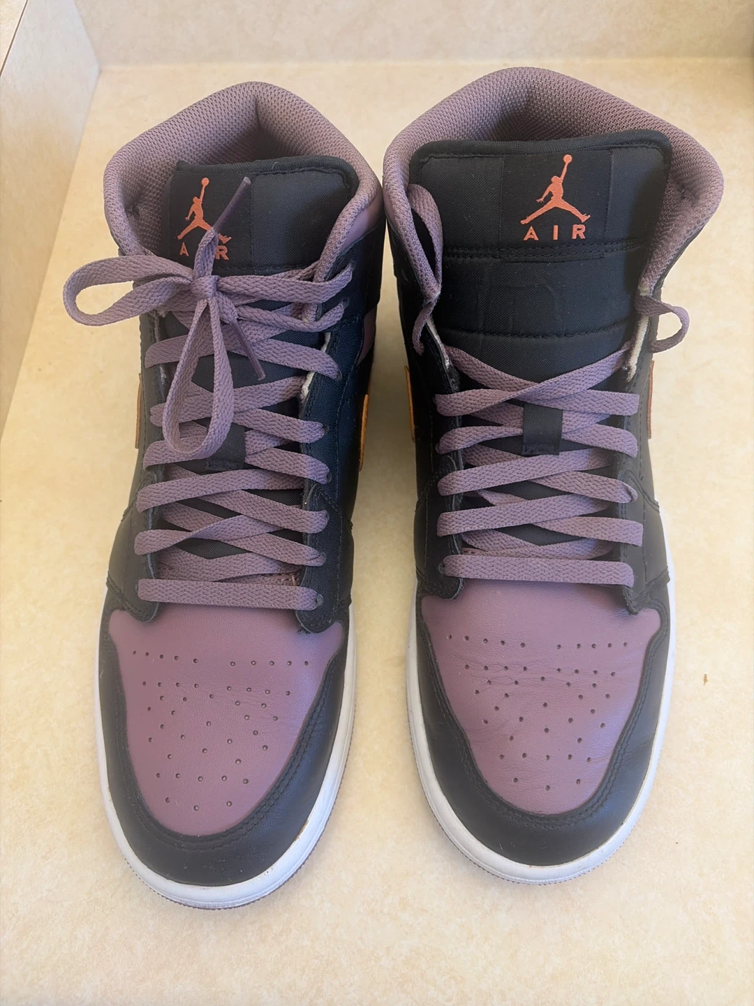 Air Jordan 1 Mid Black and Mauve Sneakers - photo 2