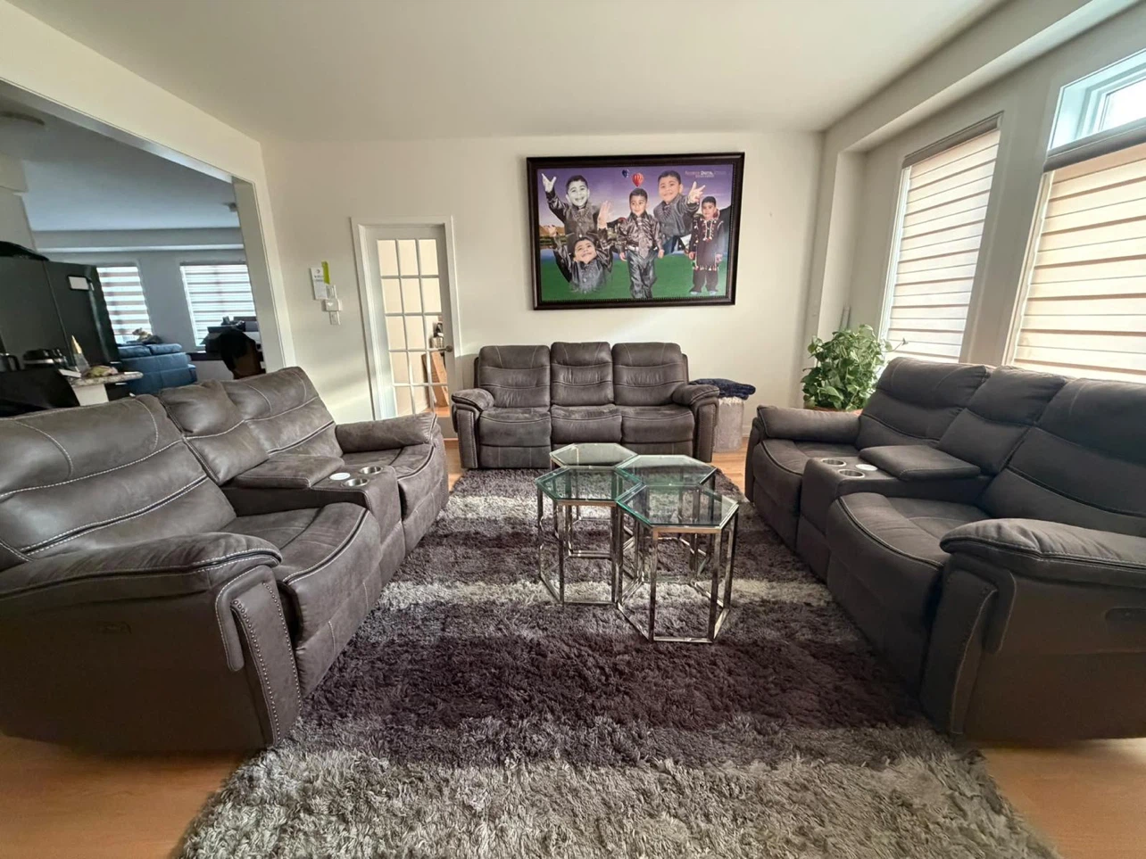 Dark grey reclining sofa set