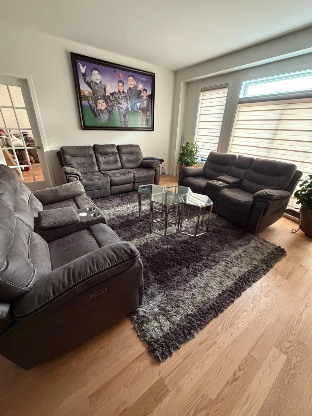 Dark grey reclining sofa set - photo 2