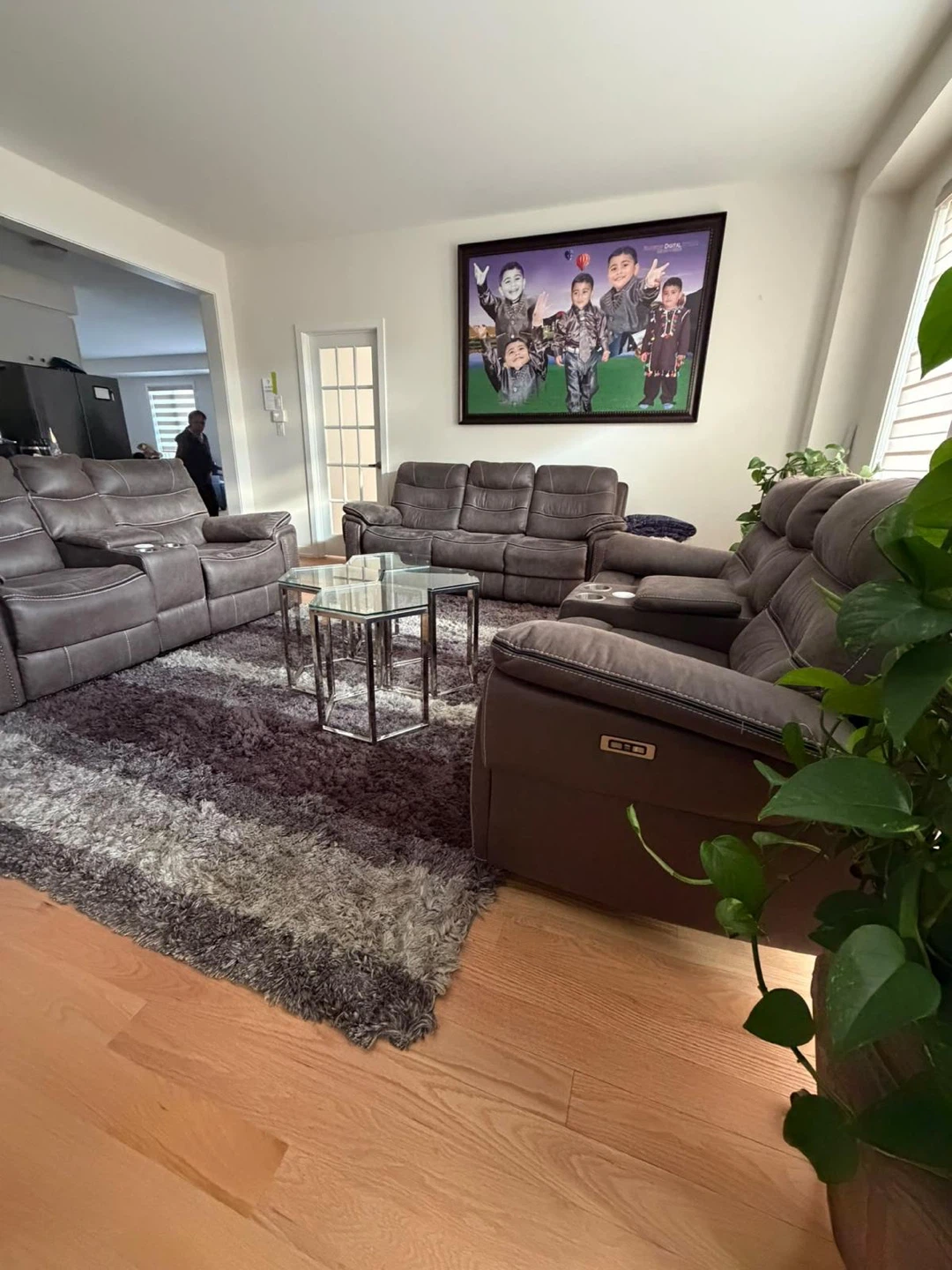 Dark grey reclining sofa set - photo 3
