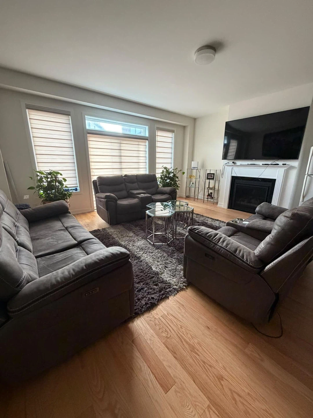 Dark grey reclining sofa set - photo 4