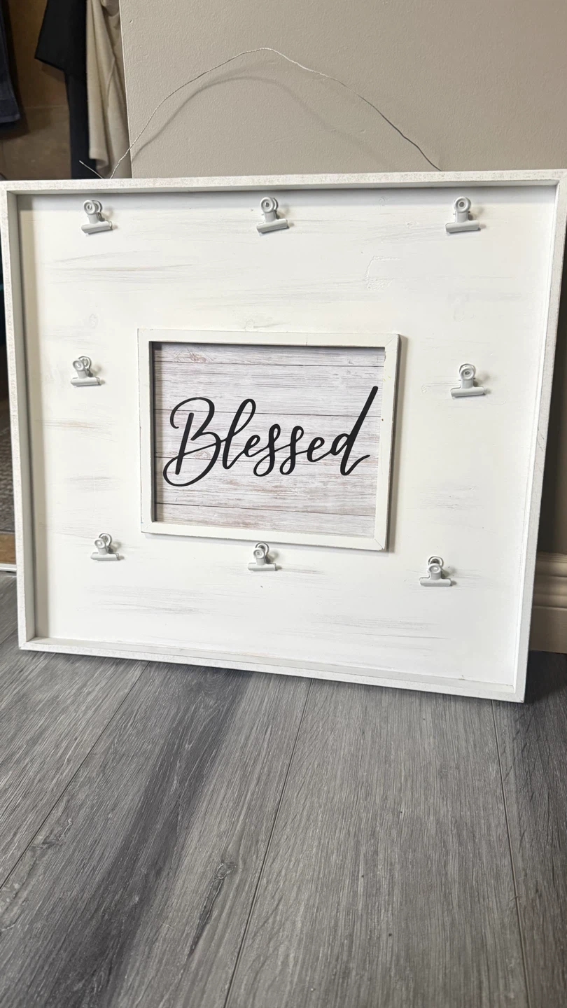 Blessed Rustic White Photo Display Board