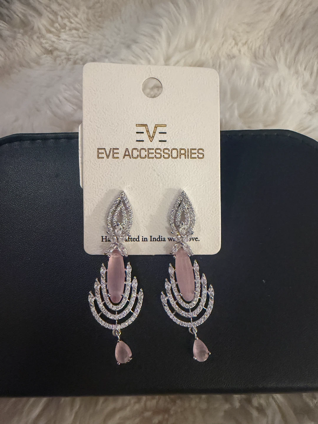 Eve Accessories Pink Stone Dangle Earrings