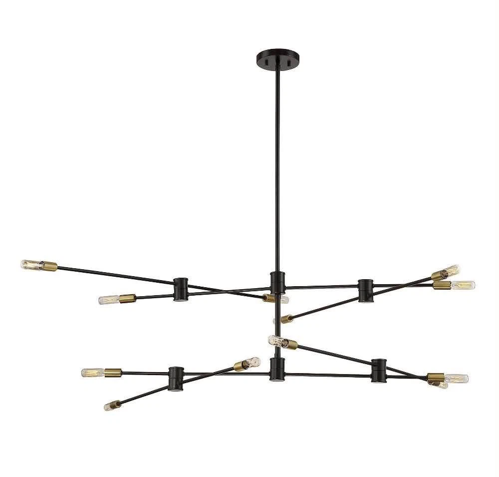 12 Light Modern Chandelier Black and Brass - photo 2