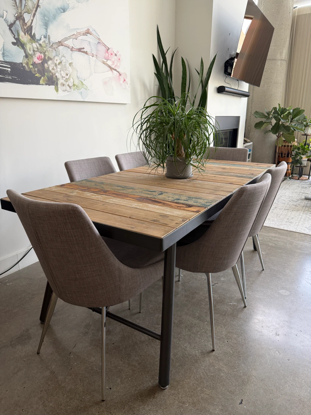 Set of 6 Grey Upholstered Dining Chairs - photo 3
