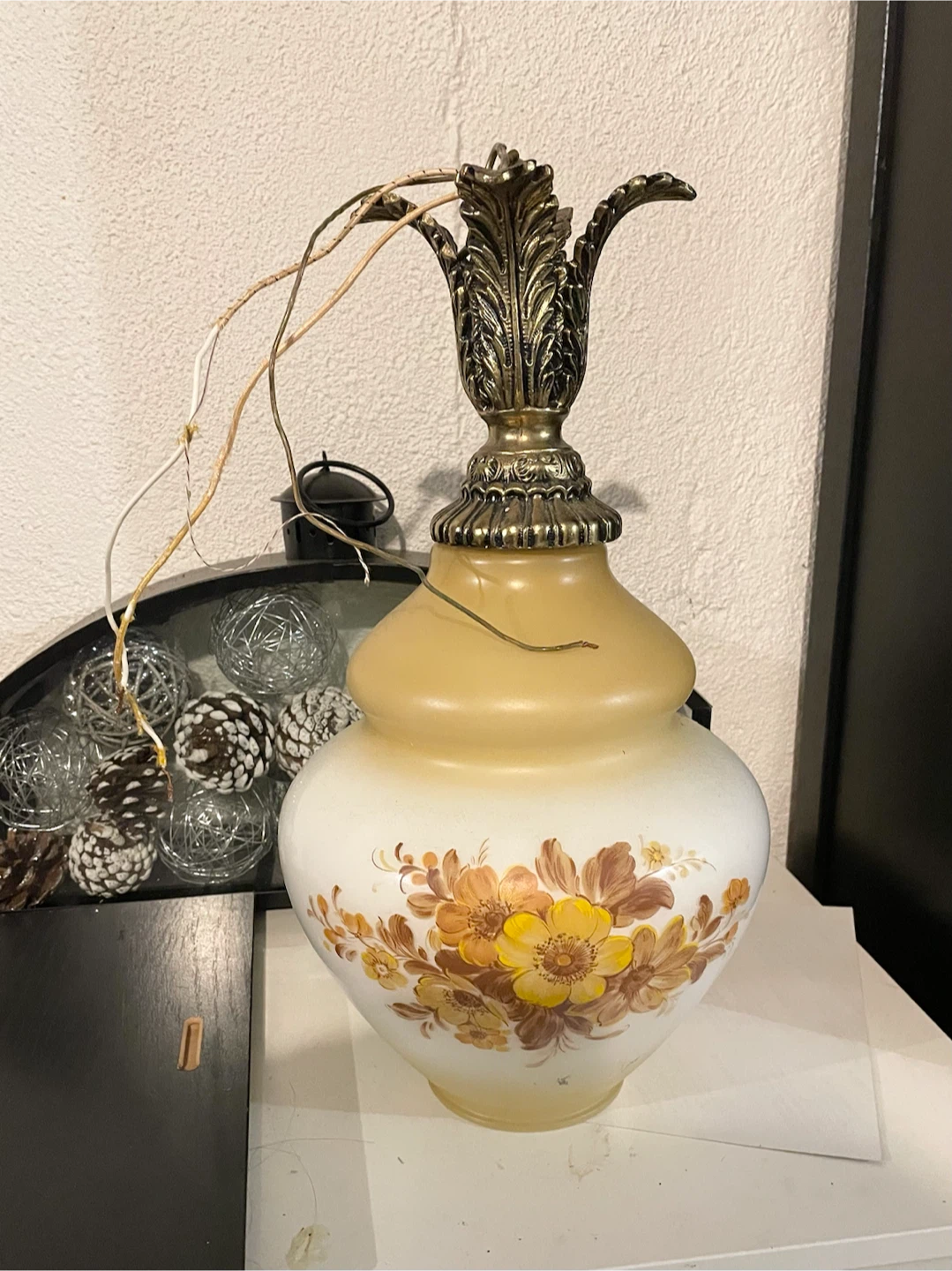 Vintage Floral Glass Pendant Light
