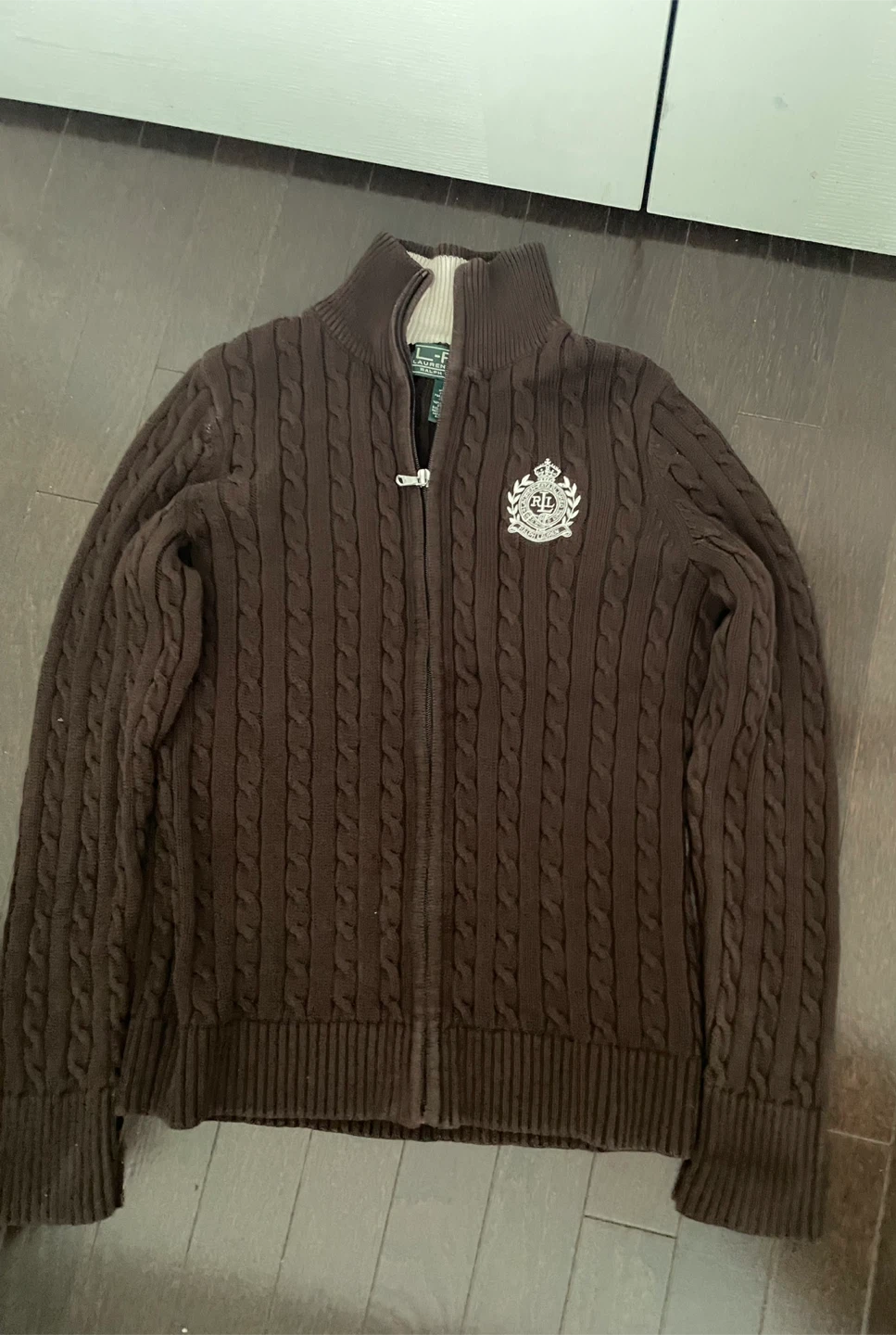 Lauren Active Ralph Lauren Brown Cable Knit Zip Cardigan - photo 2