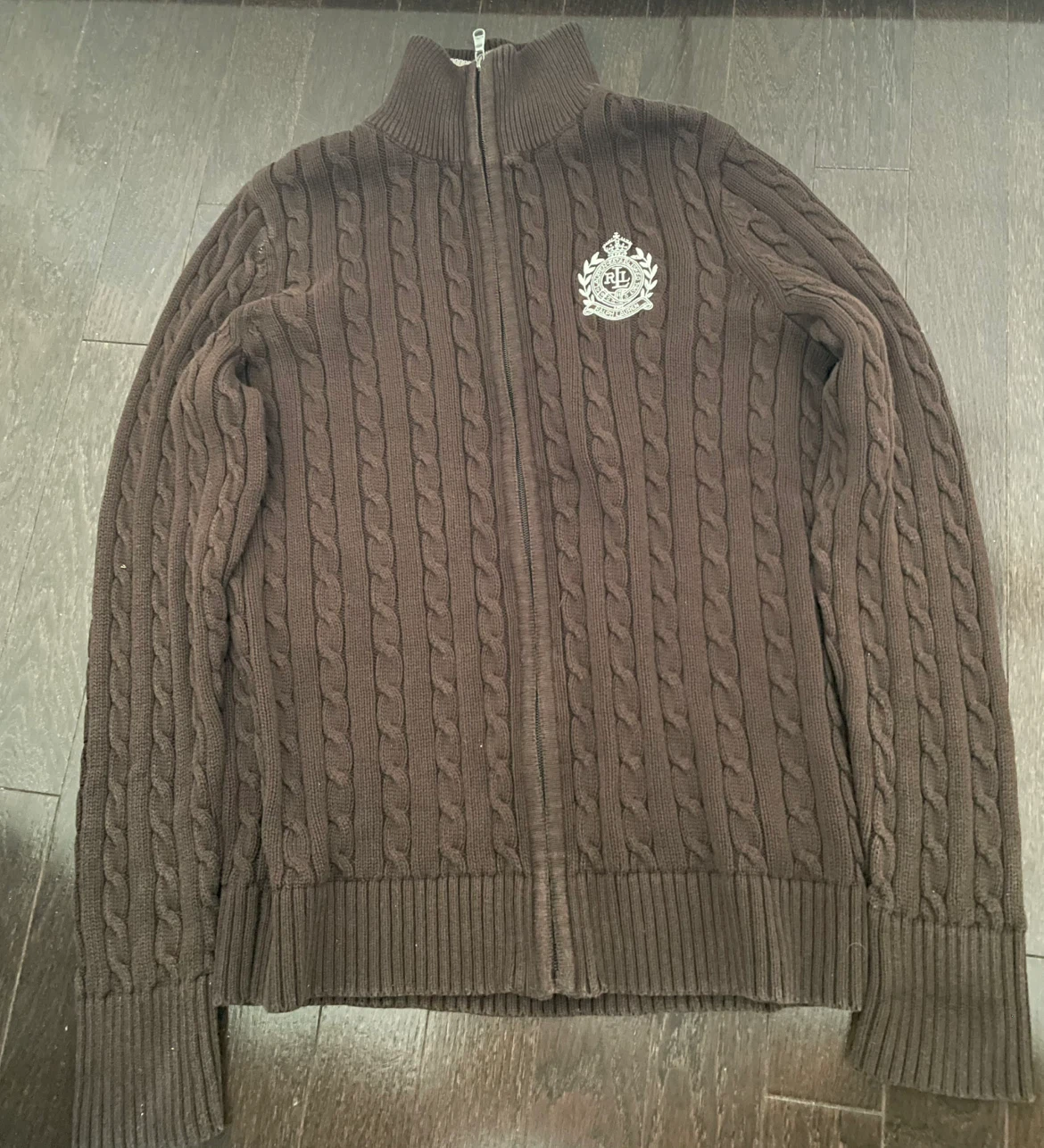 Lauren Active Ralph Lauren Brown Cable Knit Zip Cardigan - photo 4