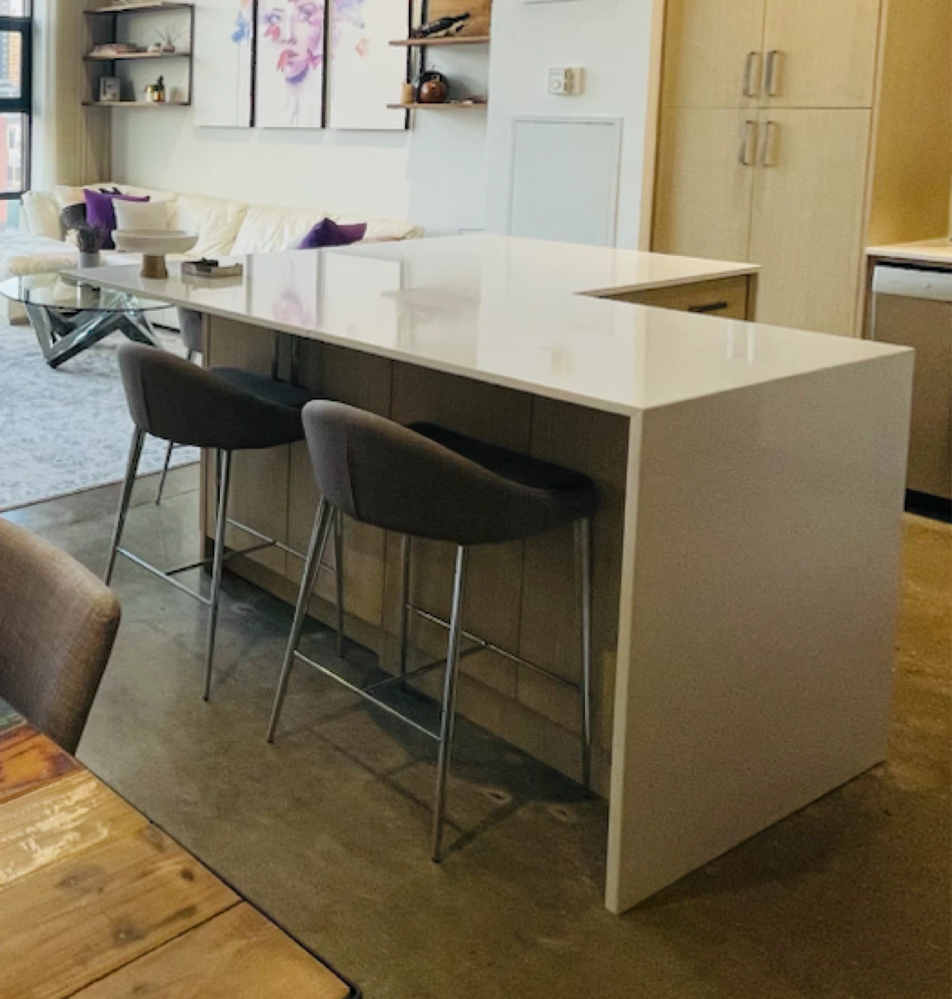 Set of Four Grey Kitchen Bar Stools