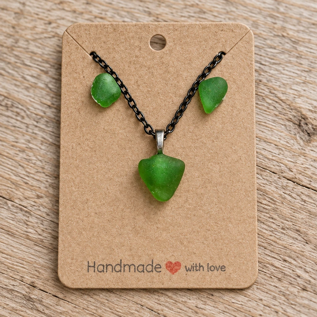 🌊Sea Glass Earring & Necklace Set