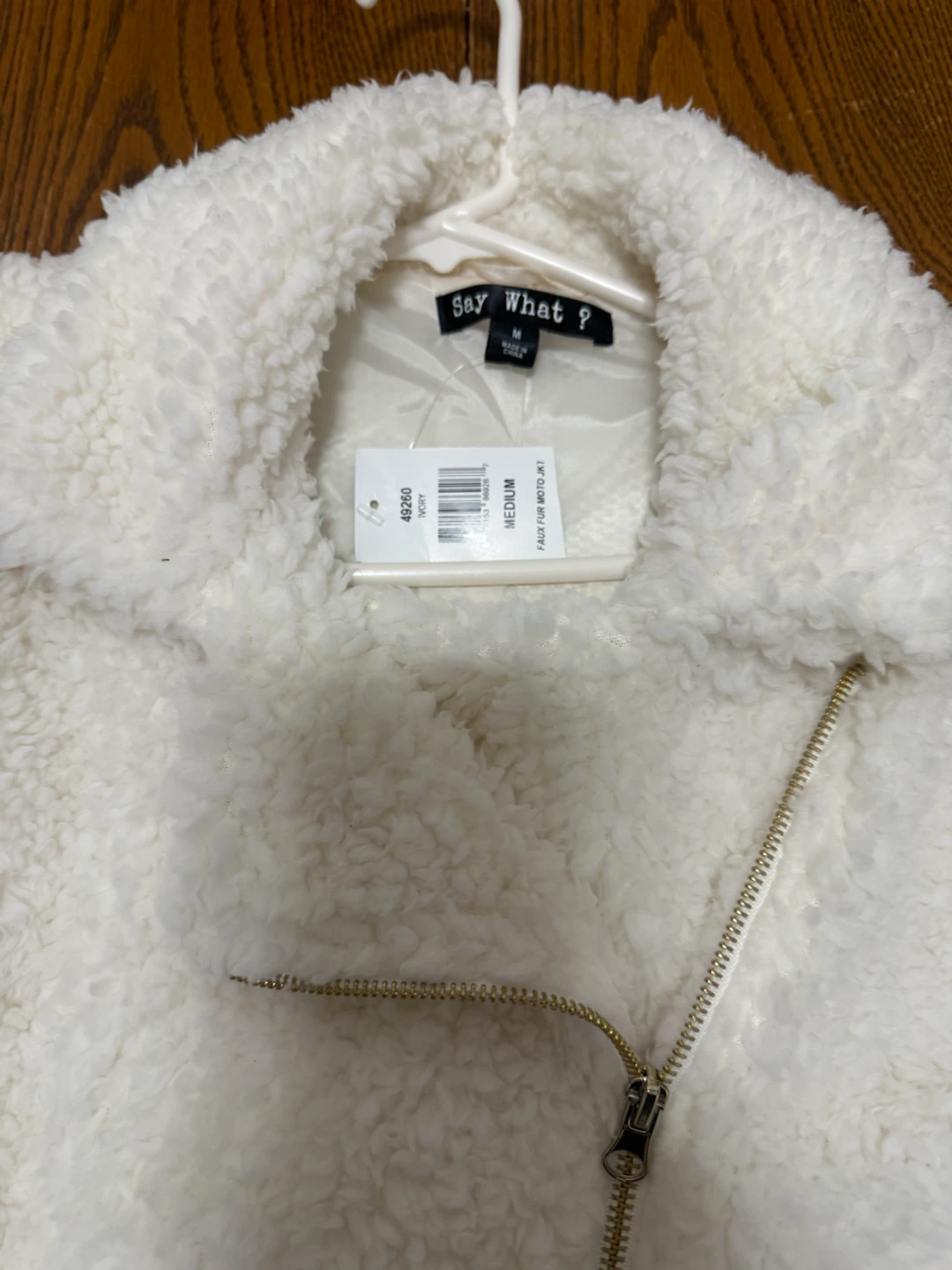 Say What? Ivory Faux Fur Moto Jacket - photo 2