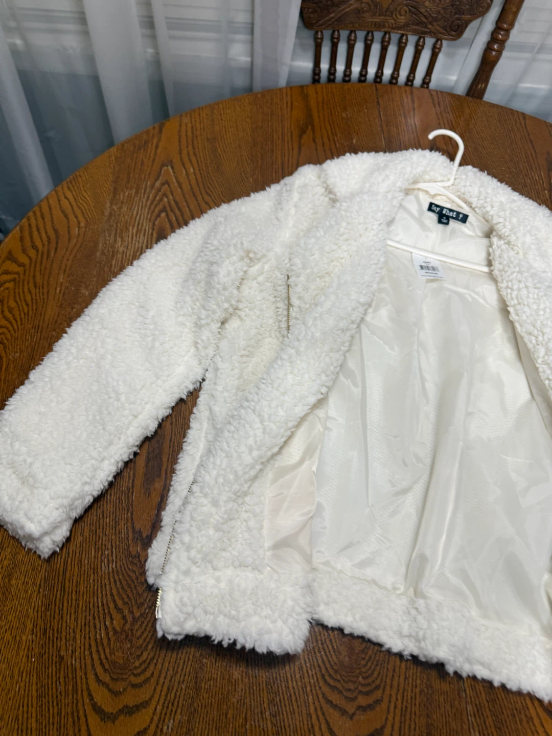Say What? Ivory Faux Fur Moto Jacket - photo 3