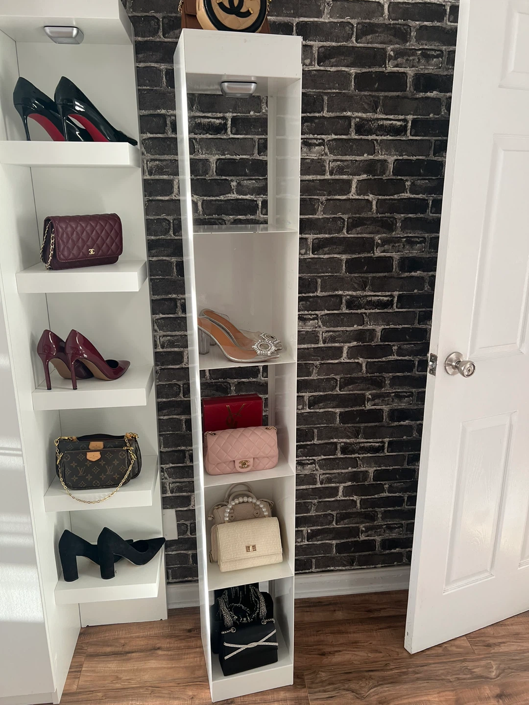 White Tall Slim Shelving Unit