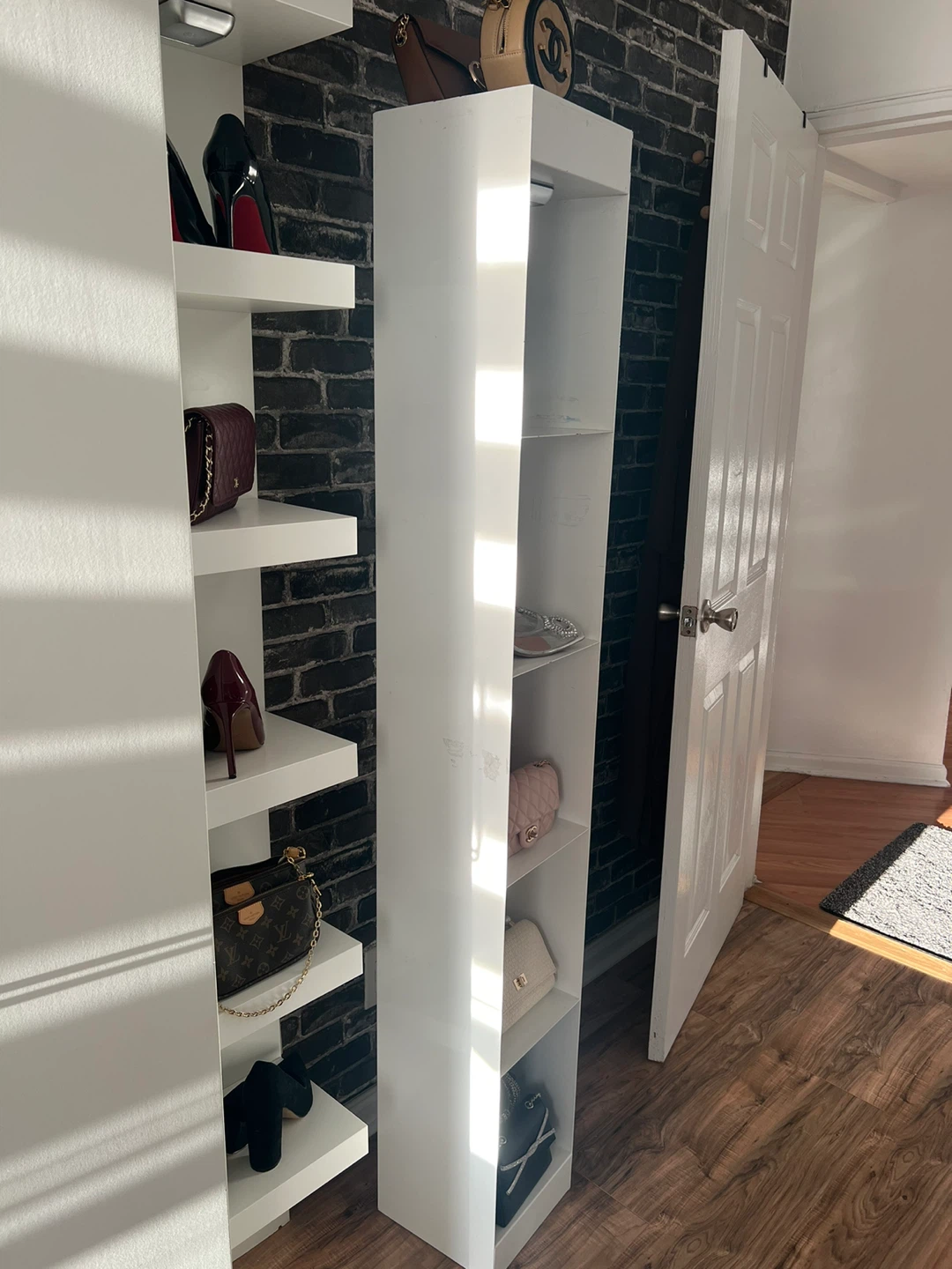 White Tall Slim Shelving Unit - photo 2