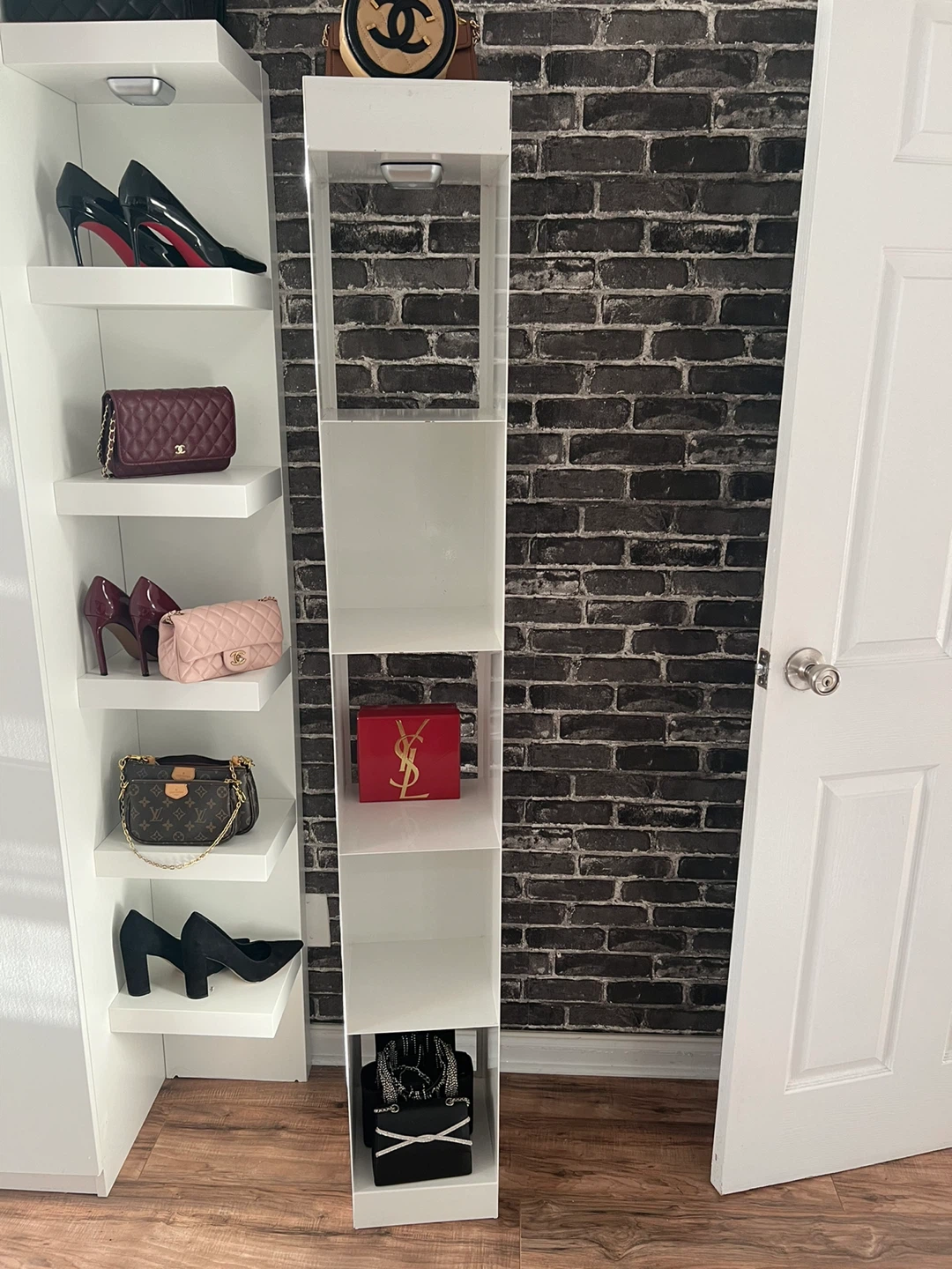 White Tall Slim Shelving Unit - photo 3