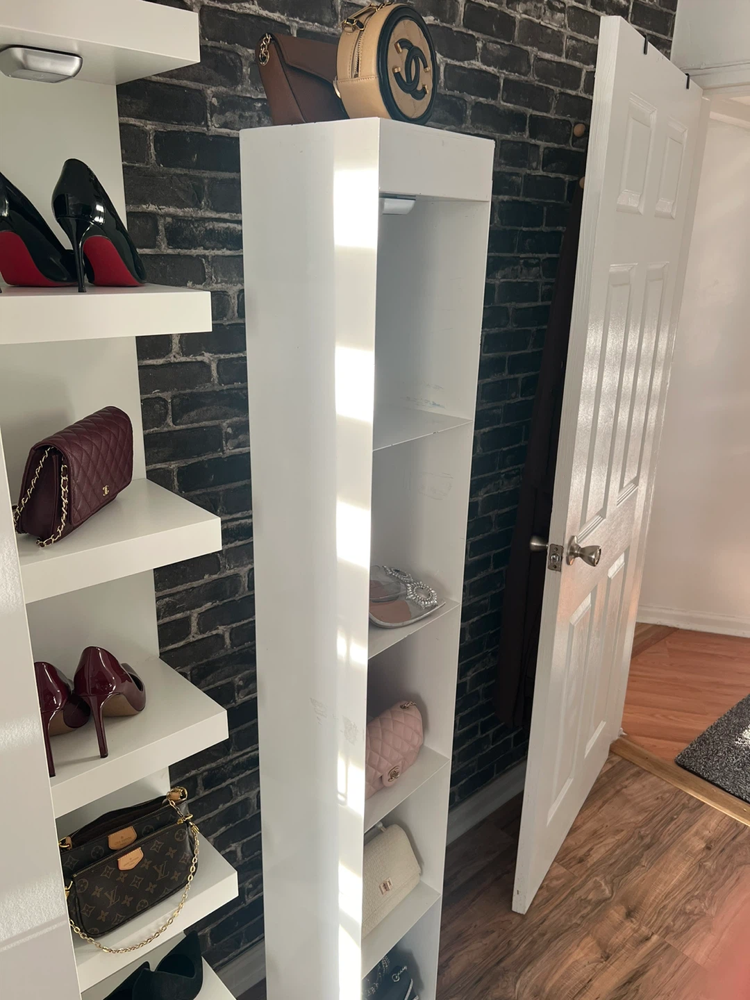 White Tall Slim Shelving Unit - photo 4