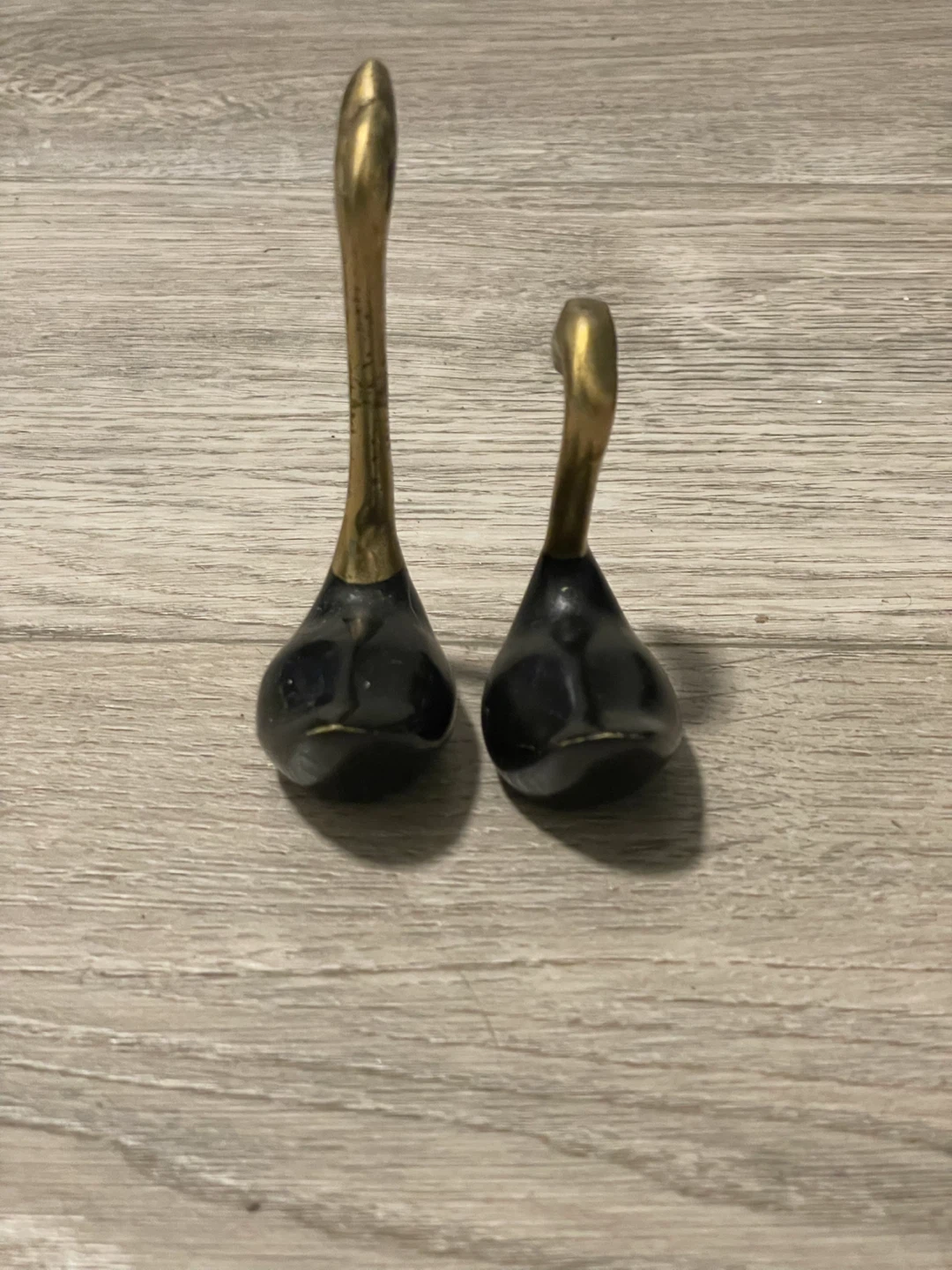 Vintage Brass and Black Swan Figurines - Pair - photo 2