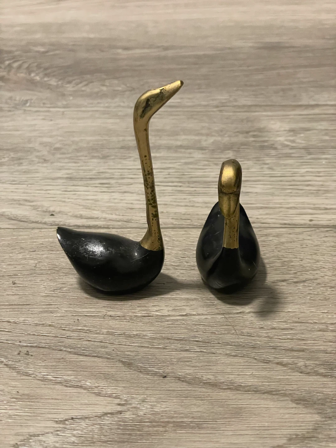 Vintage Brass and Black Swan Figurines - Pair - photo 3