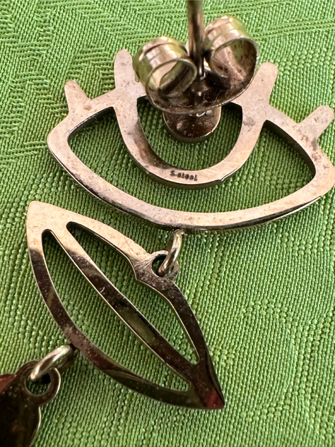 Gold-Tone Abstract Eye, Lip, and Hand Earrings - photo 4