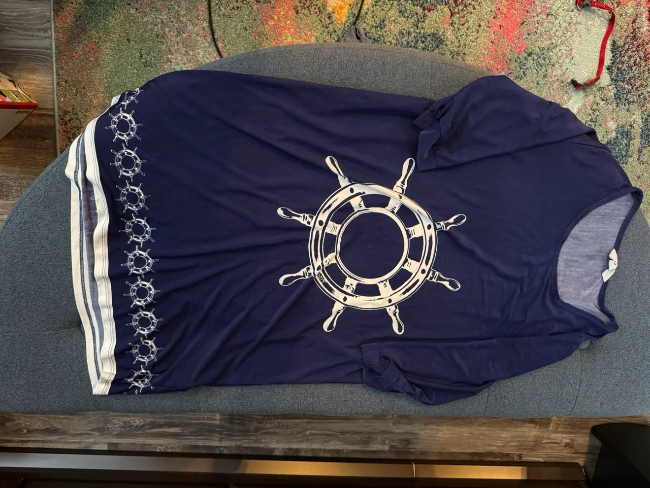 Navy Blue Nautical Print Dress