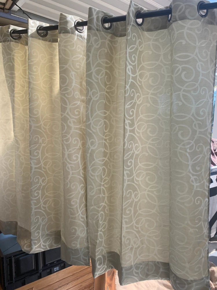 Beige Swirl Pattern Grommet Curtains