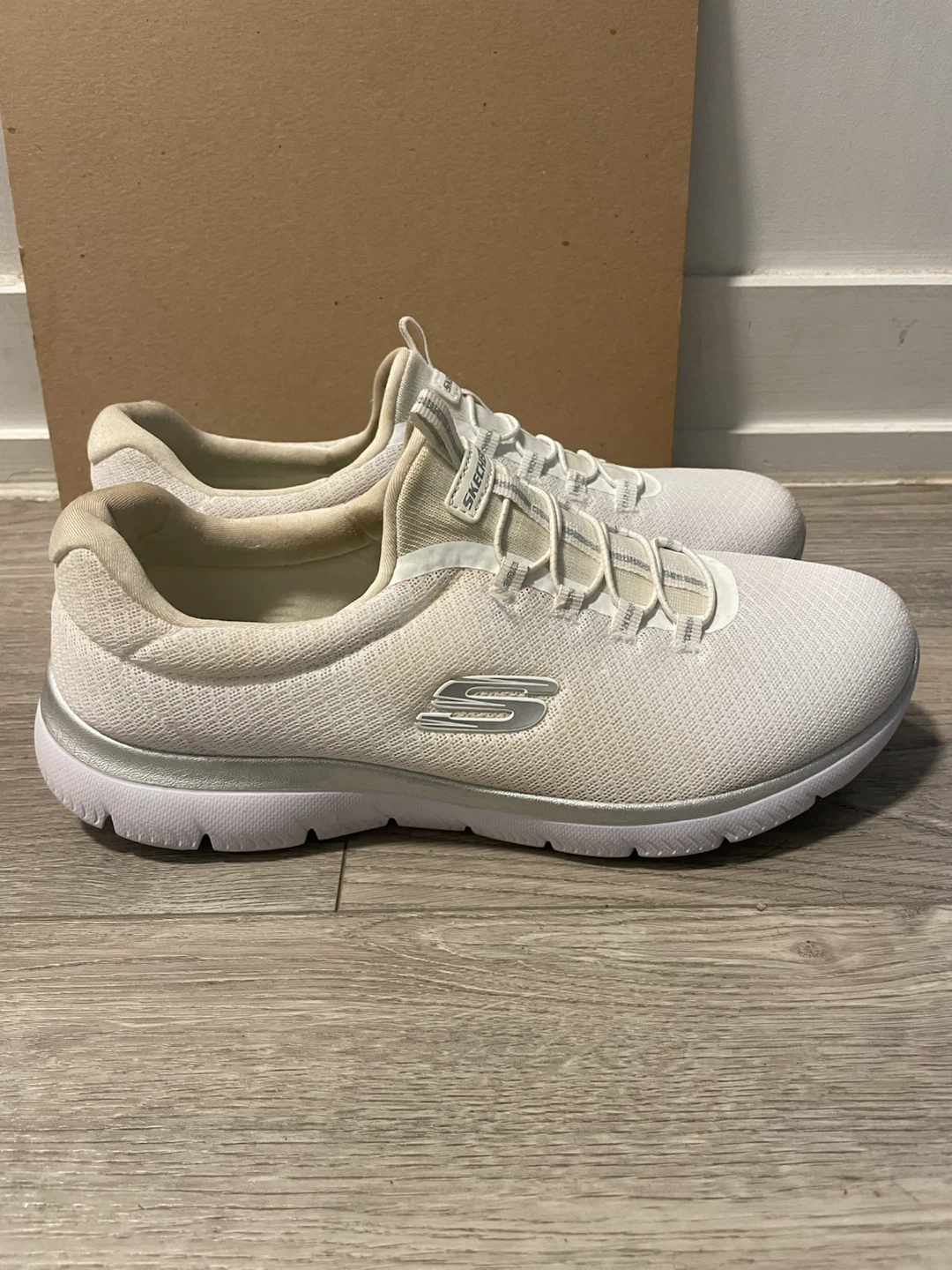 White Skechers Slip-On Sneakers