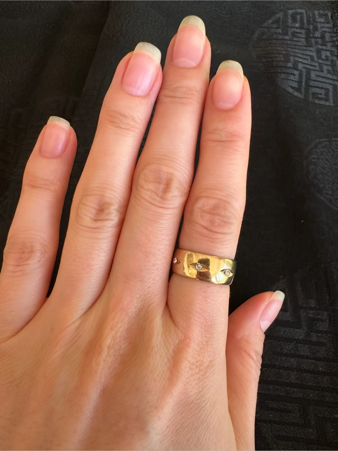 Gold Tone Band Ring with Accents