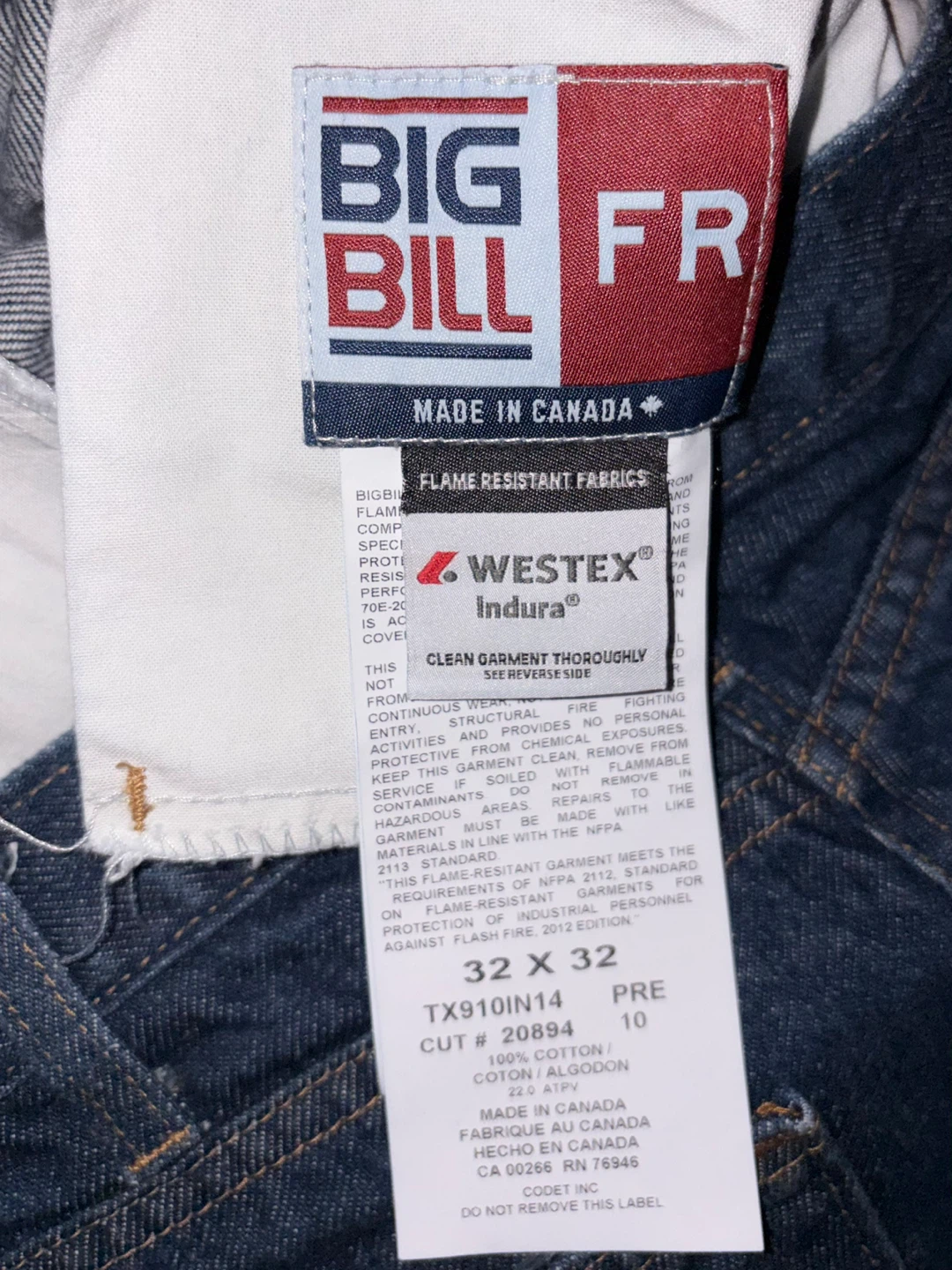 Men’s 32 x 32” Big Bill FR Flame Resistant Jeans 32x32 - photo 3