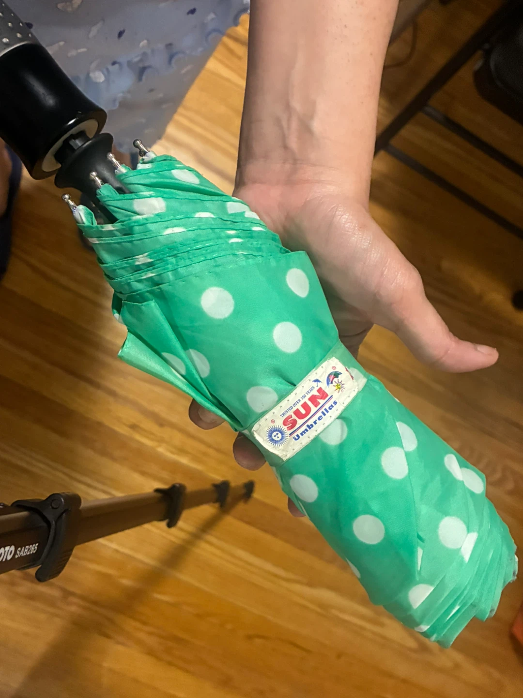 Sun Umbrellas Green Polka Dot Umbrella