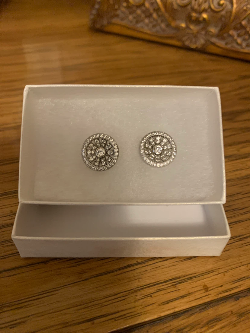Silver-Tone Crystal Stud Earrings - photo 3