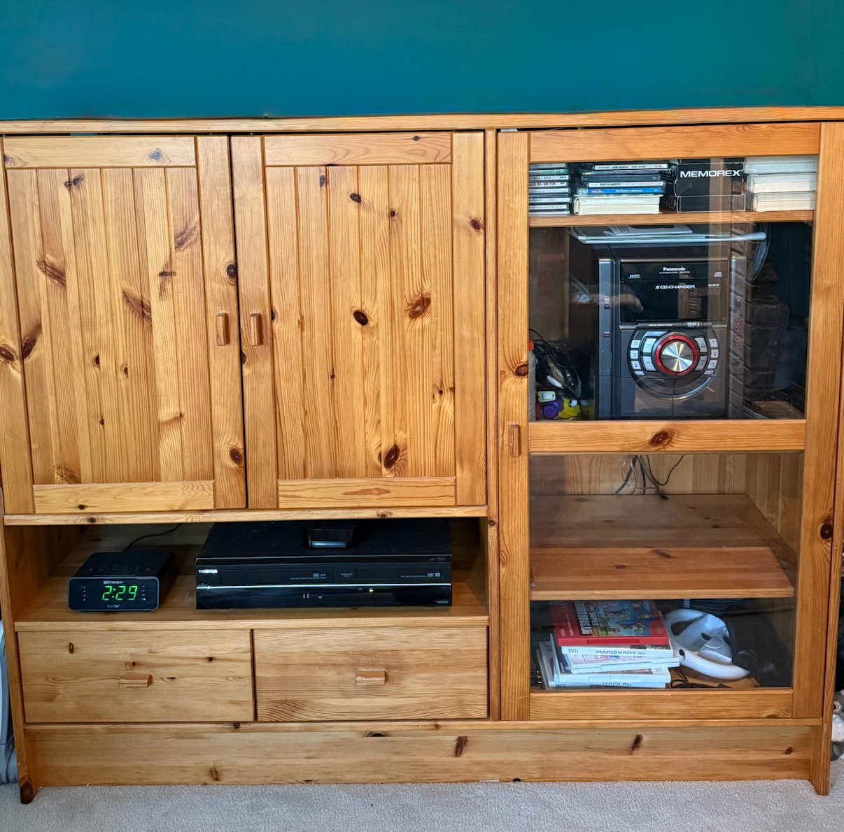 IKEA Solid Pine Wood Entertainment Unit with Storage