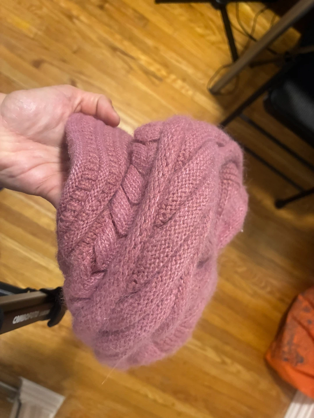 Pink Cable Knit Visor Beanie - photo 2