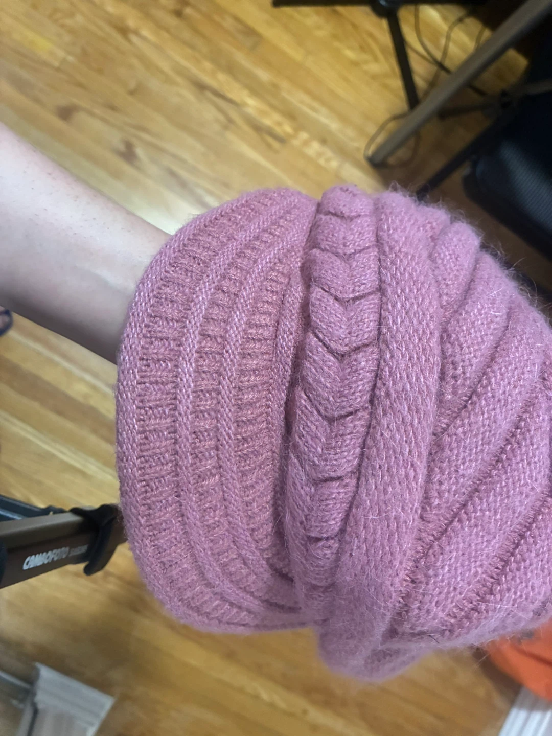 Pink Cable Knit Visor Beanie - photo 3