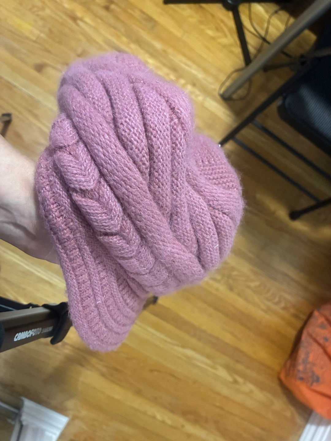 Pink Cable Knit Visor Beanie - photo 4