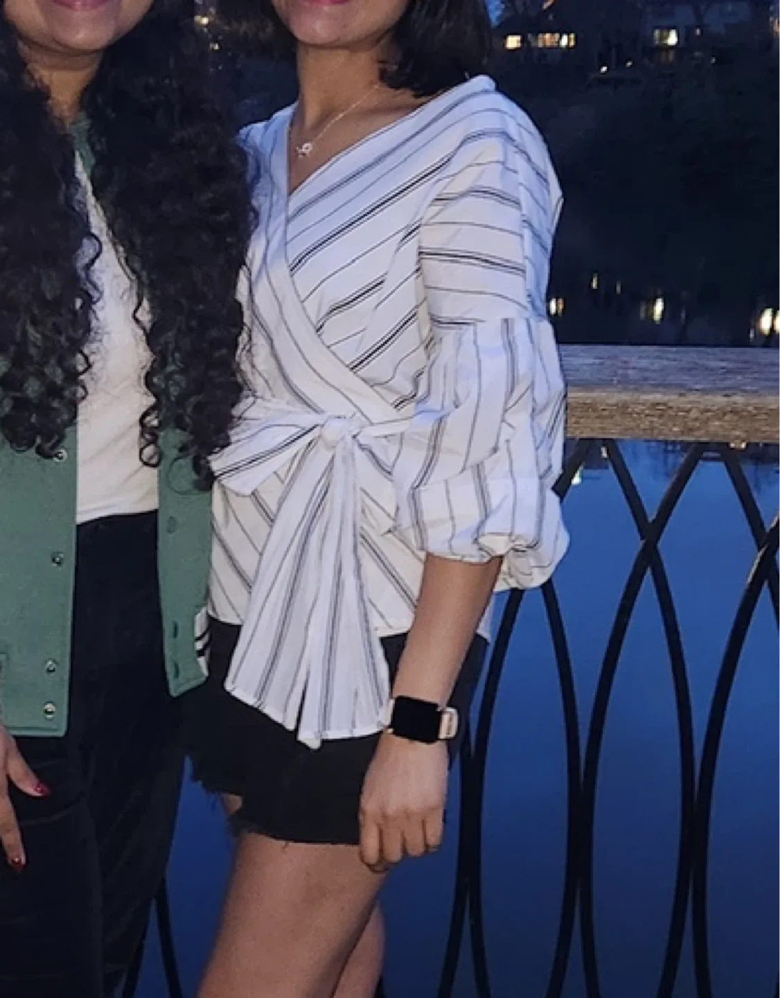 Striped Wrap Blouse