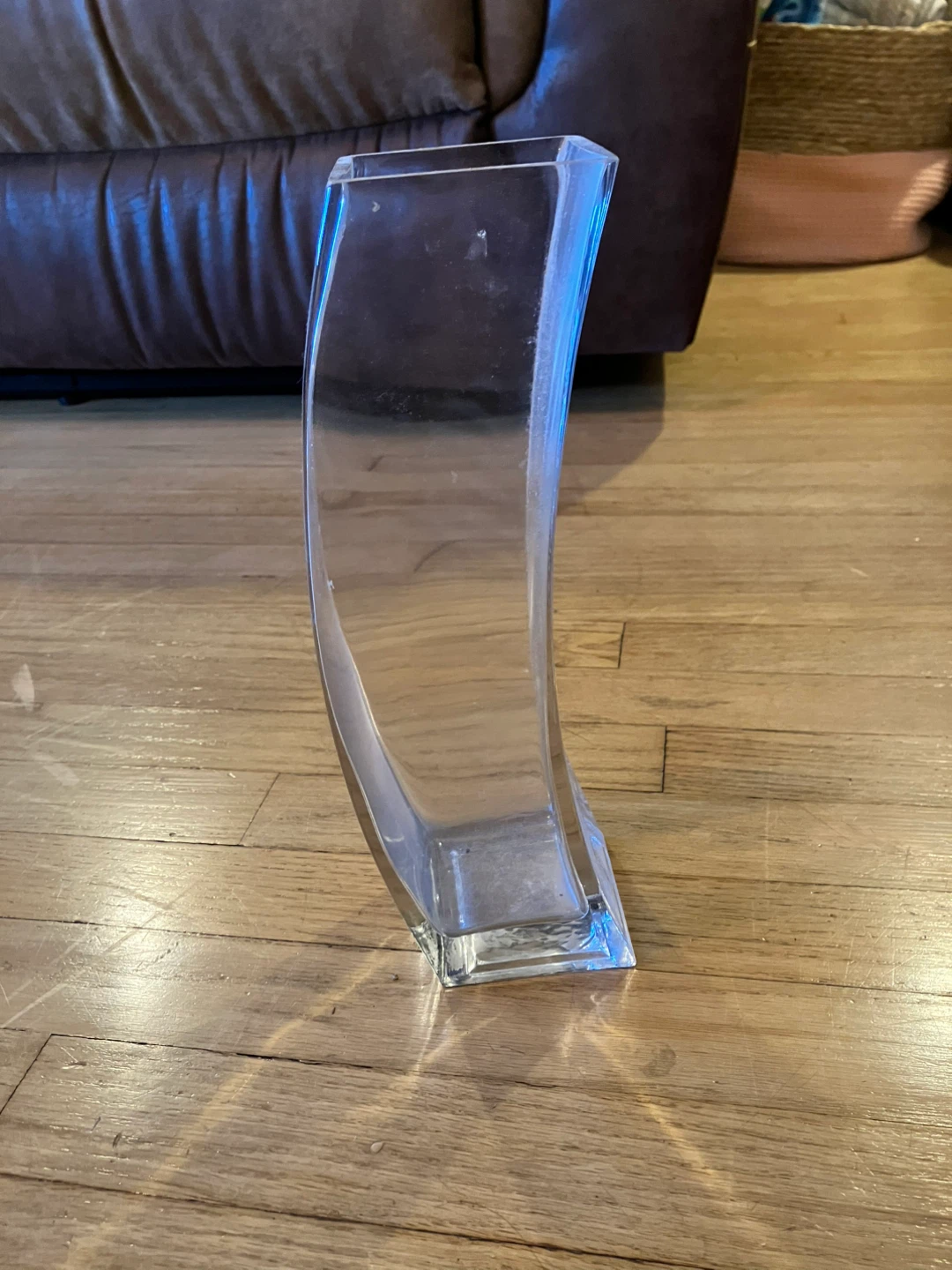 Clear Glass Curved Vase