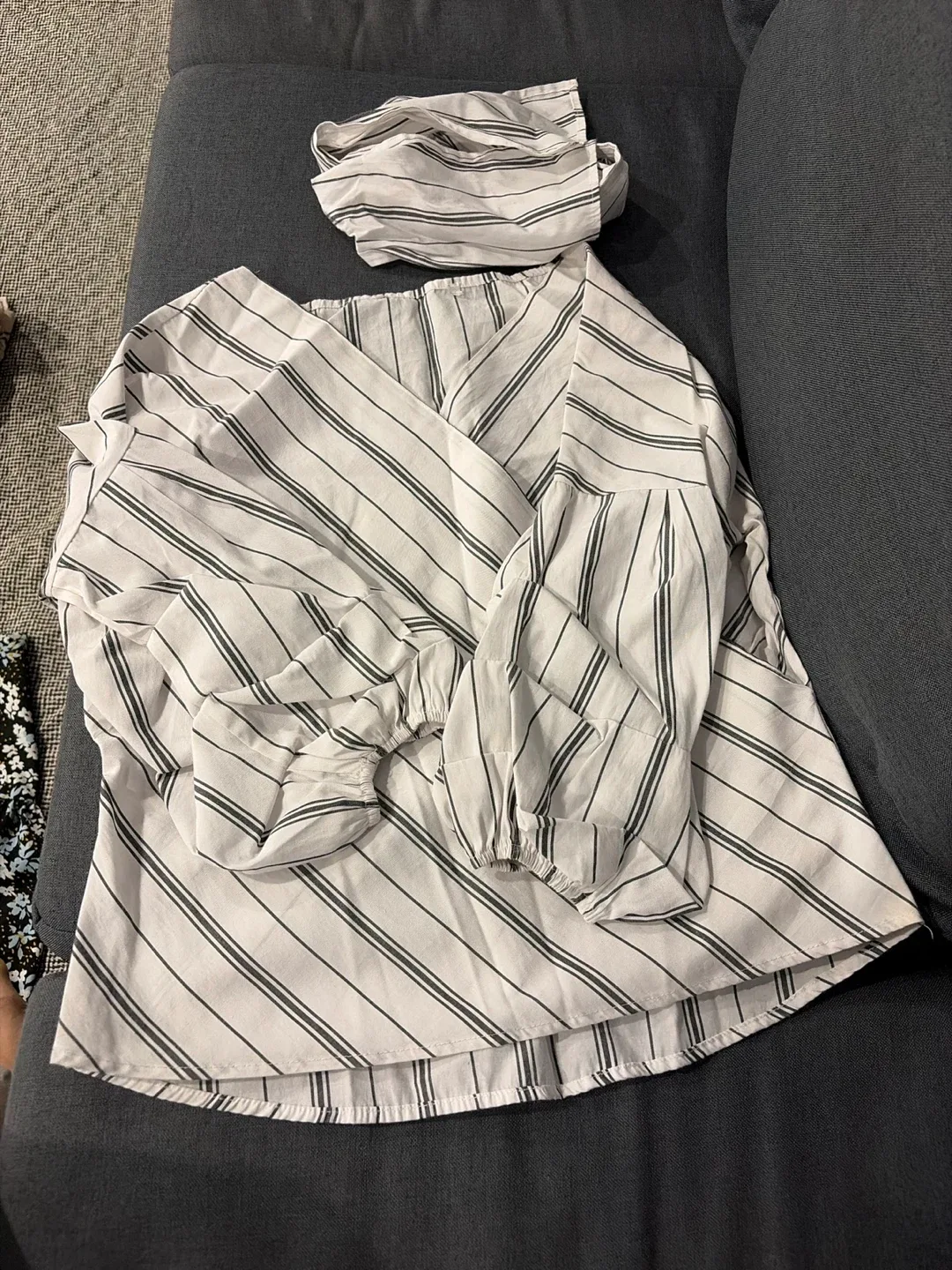 Striped Wrap Blouse - photo 2